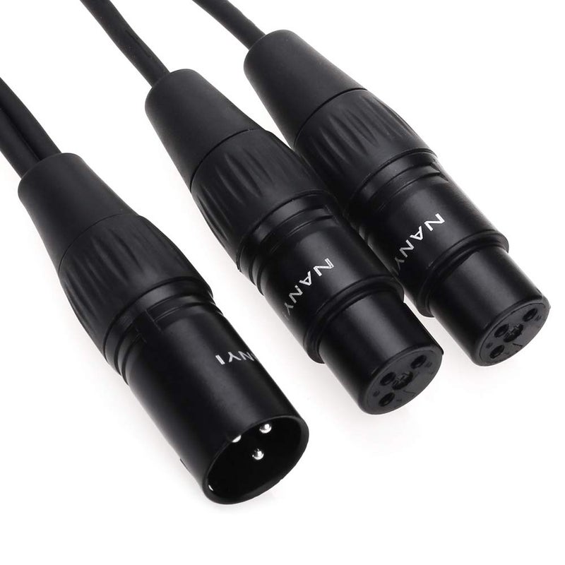 NANYI XLR Splitter Microphone Cable XLR to XLR Patch Cables 3-Pin XLR Male to Dual XLR Female Y Cable Adaptor mic Cable DMX Cable Patch Cords with Oxygen -5FT - Image 1