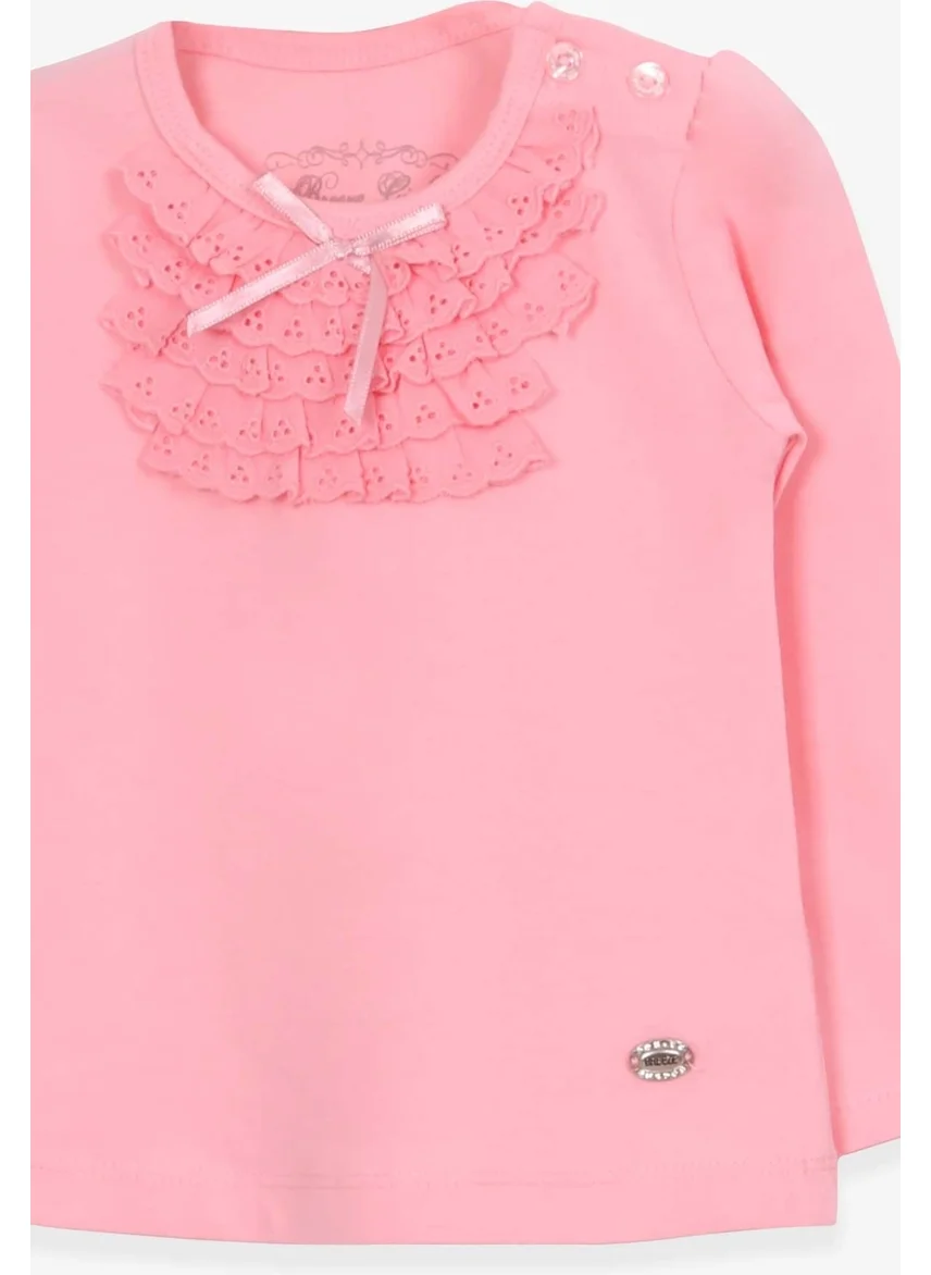 Breeze Baby Girl Long Sleeve T-Shirt With Guipure Bow Powder (6 Months-2 Years)