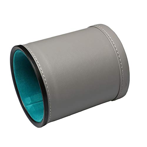 RERIVER Leatherette Dice Cup Set Felt Lined with 16mm Dot Dices Shaker for Yahtzee Bar Party Dice Games - Grey - Image 5