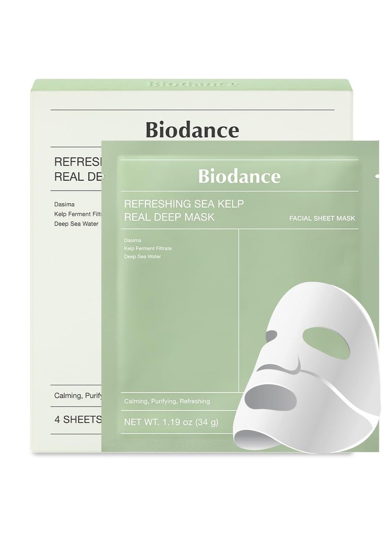 BIODANCE BIODANCE Refreshing Sea kelp Real Deep Mask Overnight Hydrogel Mask Calming Oil  Sebum Control Blemish Care 119oz34g x 4ea 