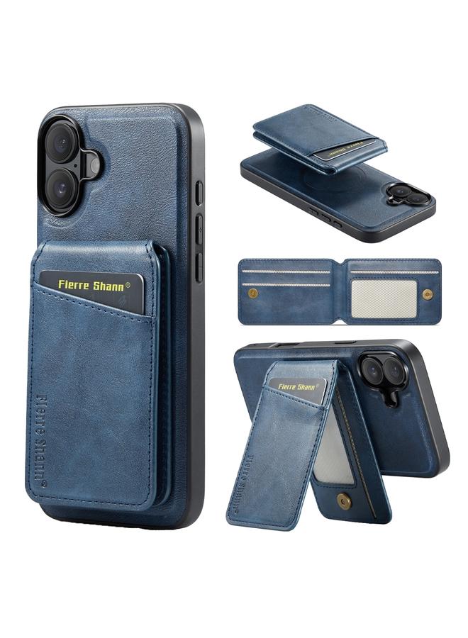 The Bros Case For iPhone 16 Plus Fierre Shann Cowhide Vertical Flip Magnetic Card Holder Phone Case