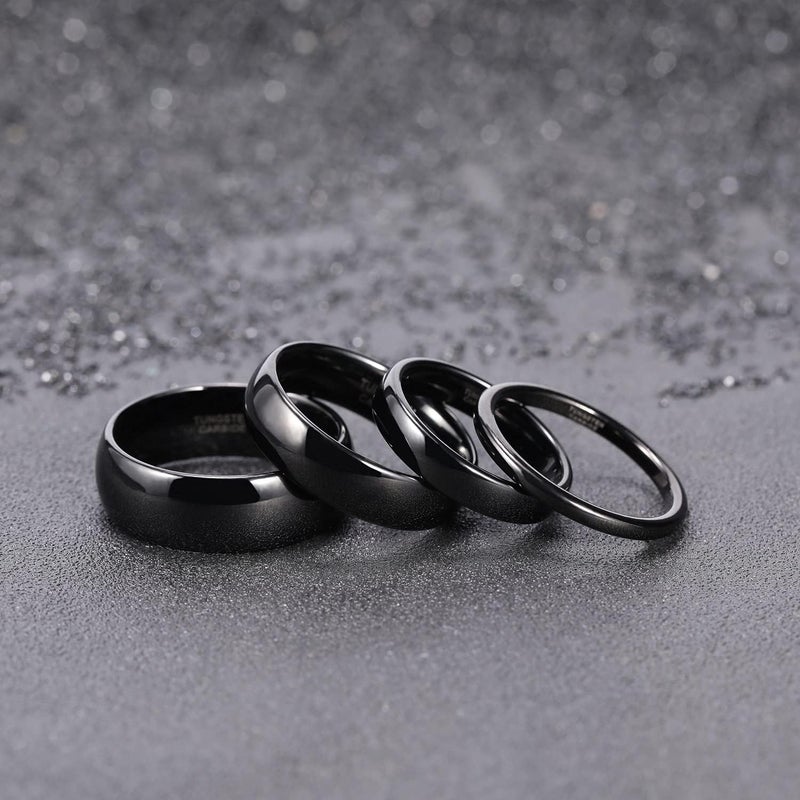 TRUMIUM 4mm Black Tungsten Carbide Wedding Band Ring - High Polish Dome Comfort Fit Size 8 - Image 4