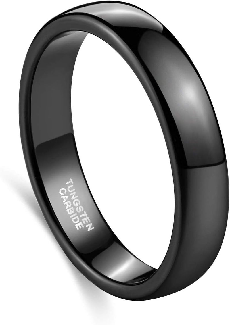 TRUMIUM 4mm Black Tungsten Carbide Wedding Band Ring - High Polish Dome Comfort Fit Size 8 - Image 2