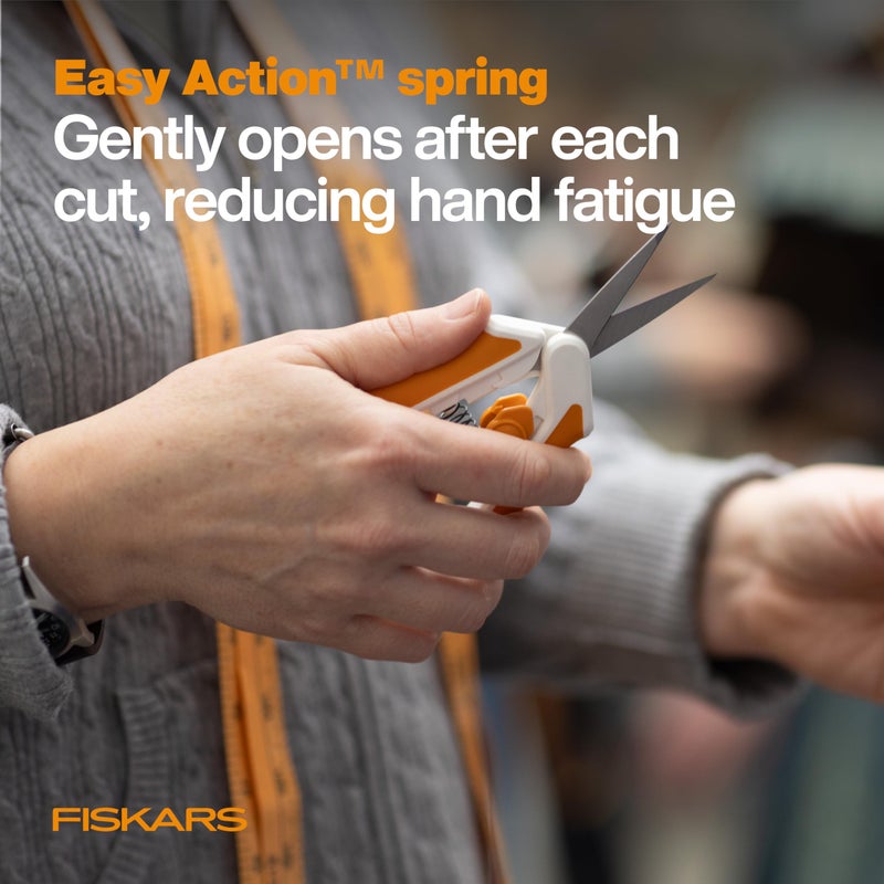 Fiskars Micro-Tip Spring Assisted Scissors, Precision Cutting Stainless Steel Blades, Comfort Handle, Cut Details in Fabric, Sewing Scissors and Arts and Crafts Tools - Image 4