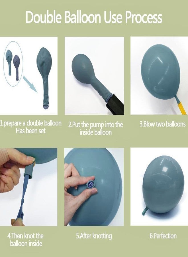 Partycus Dusty Blue Green White Balloon Arch Double Stuffed Dark Slate Blue Dusty Olive Mist Green Pastel Balloon Garland Kit with Clear Bobo for Birthday Neutral Baby Shower Bridal Wedding Party Decoration - Image 5