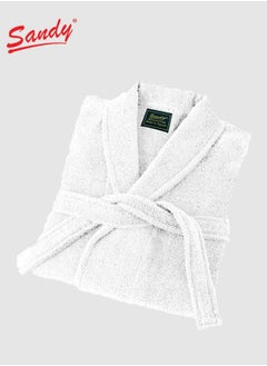 Sandy SANDY Luxury Cotton 100% Shawl Bathrobe, Unisex Plush Robe, Perfect for Spa and Shower, XL/2XL Size, White  - Image 2