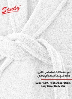 Sandy SANDY Luxury Cotton 100% Shawl Bathrobe, Unisex Plush Robe, Perfect for Spa and Shower, XL/2XL Size, White  - Image 3