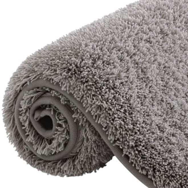 OLANLY Microfiber Bathroom Rugs 30x20, Soft Highly Absorbent Bath Mat, Grey | Quick-Dry & Non-Slip Bath Carpet - Image 1