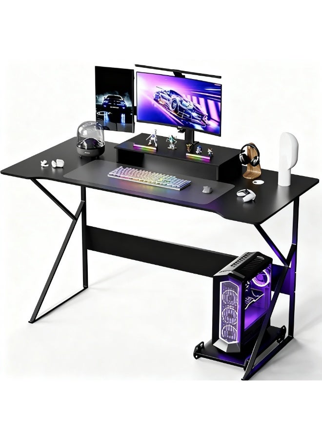 Desktop Computer Desk, Simple Gaming Table, Ergonomic K-Shaped Home Office Desk/Workstation for Working Study Writing and Gaming, 120x60x73cm, Black, DF120A - Image 1