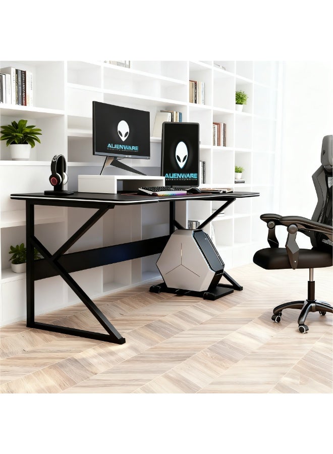 Desktop Computer Desk, Simple Gaming Table, Ergonomic K-Shaped Home Office Desk/Workstation for Working Study Writing and Gaming, 120x60x73cm, Black, DF120A - Image 4