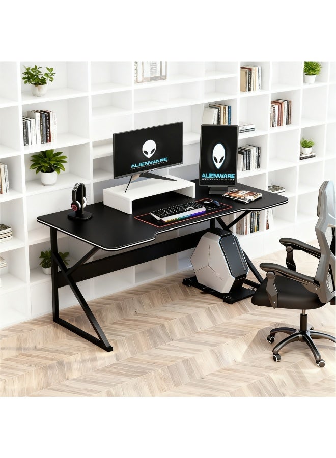 Desktop Computer Desk, Simple Gaming Table, Ergonomic K-Shaped Home Office Desk/Workstation for Working Study Writing and Gaming, 120x60x73cm, Black, DF120A - Image 3