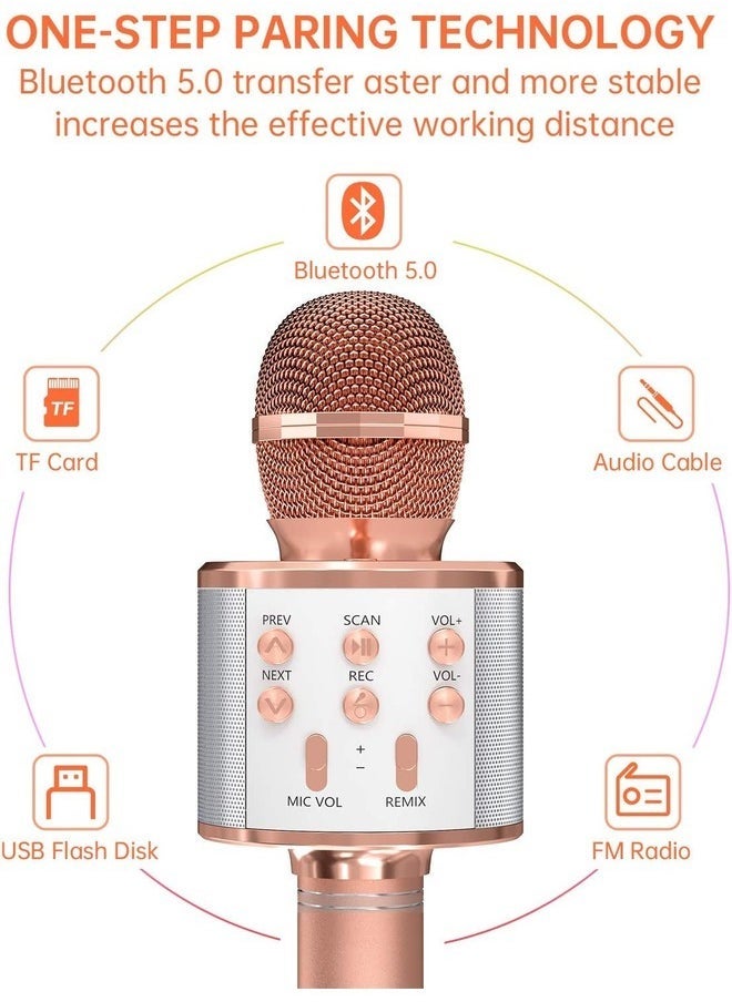 Gravity 2-Pack Wireless Bluetooth Karaoke Microphones - Portable Handheld Mics with Built-In Speaker (Rose Gold & Silver) - Image 2