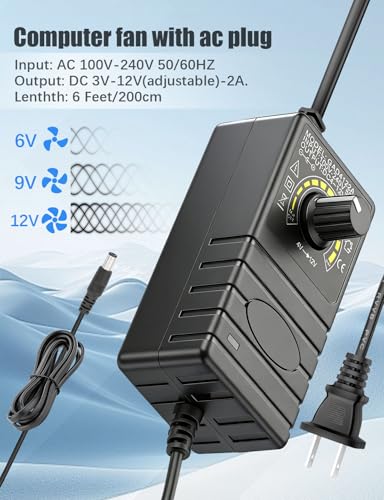 WDERAIR 4 x 120mm Server Rack Mount Fan 12V with AC 110V 120V 220V 240V Variable Speed Controller, High Airflow for DIY Mining Rig, AV Cabinet, Modem, Window, Greenhouse Cooling Ventilation - Image 4
