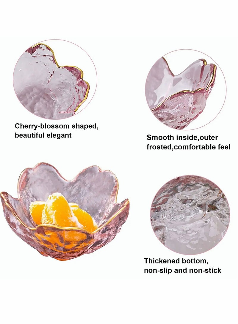 Excefore Crystal Dessert Bowl, Cherry Blossom Pattern Sauce Dishes Plates Serving Saucers Bowl for Sushi Appetizer Snack Dinnerware Set - Image 4