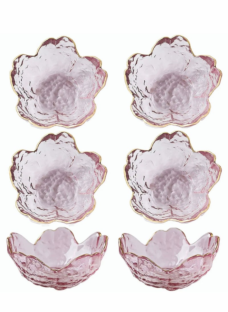Excefore Crystal Dessert Bowl, Cherry Blossom Pattern Sauce Dishes Plates Serving Saucers Bowl for Sushi Appetizer Snack Dinnerware Set - Image 1