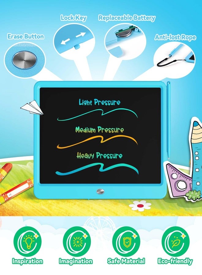 KOKODI 15 Inch LCD Writing Tablet with Anti-Lost Stylus, Erasable Doodle Board Colorful Toddler Drawing Pad, Car Travel School Games Toys for 3 4 5 6 7 8 Kids, Birthday Gift for Girls Boys Blue - Image 4