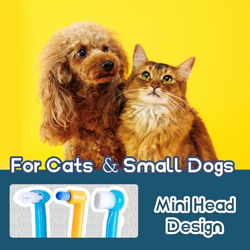 MoonyMars Small Dog Toothbrush, Cat & Puppy Tooth Brushing Kit, Mini Tuft Horizontal Head Teeth Brush for Kitten & Tiny Pet, Doggy Toothbrushes Deep Dental Cleaning, 3 PCS - Image 2