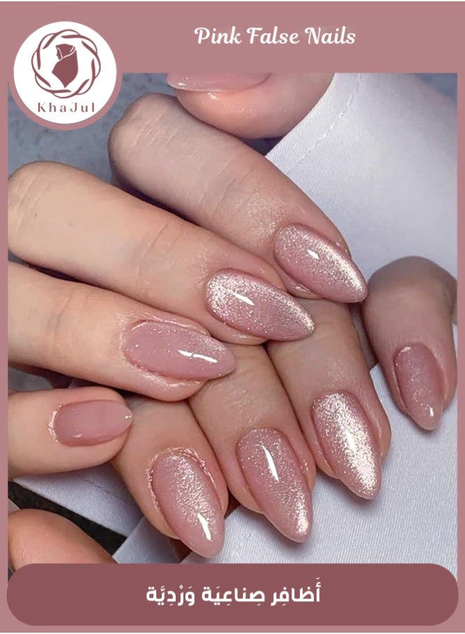 خاجول 24 قطعة أظافر تركيب بمظهر طبيعي مع لاصق ليفي ومبرد أظافر - Image 1