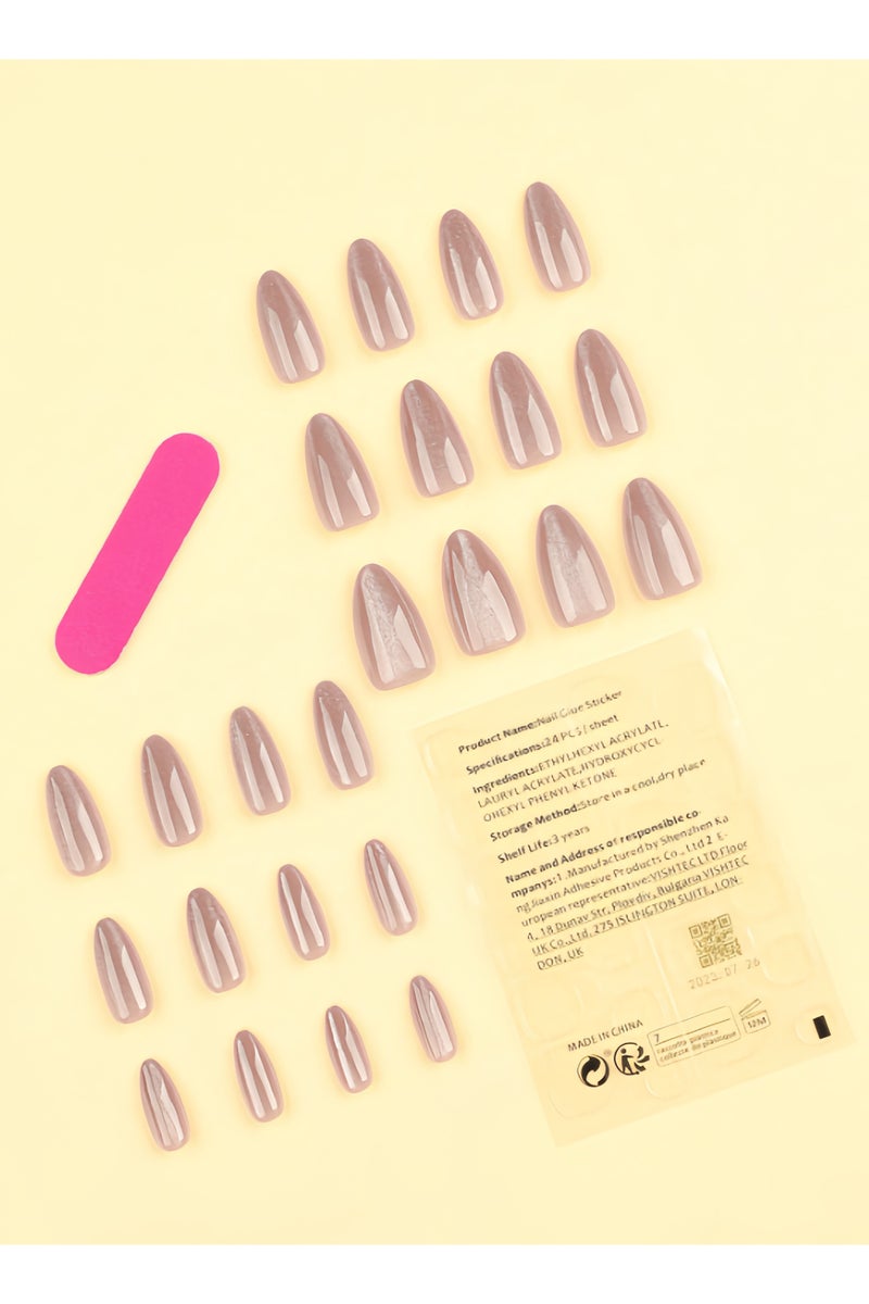 خاجول 24 قطعة أظافر تركيب بمظهر طبيعي مع لاصق ليفي ومبرد أظافر - Image 2