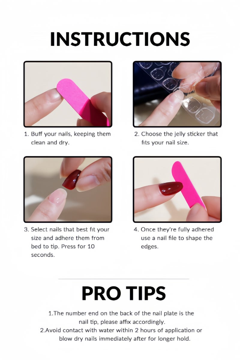 خاجول 24 قطعة أظافر تركيب بمظهر طبيعي مع لاصق ليفي ومبرد أظافر - Image 5