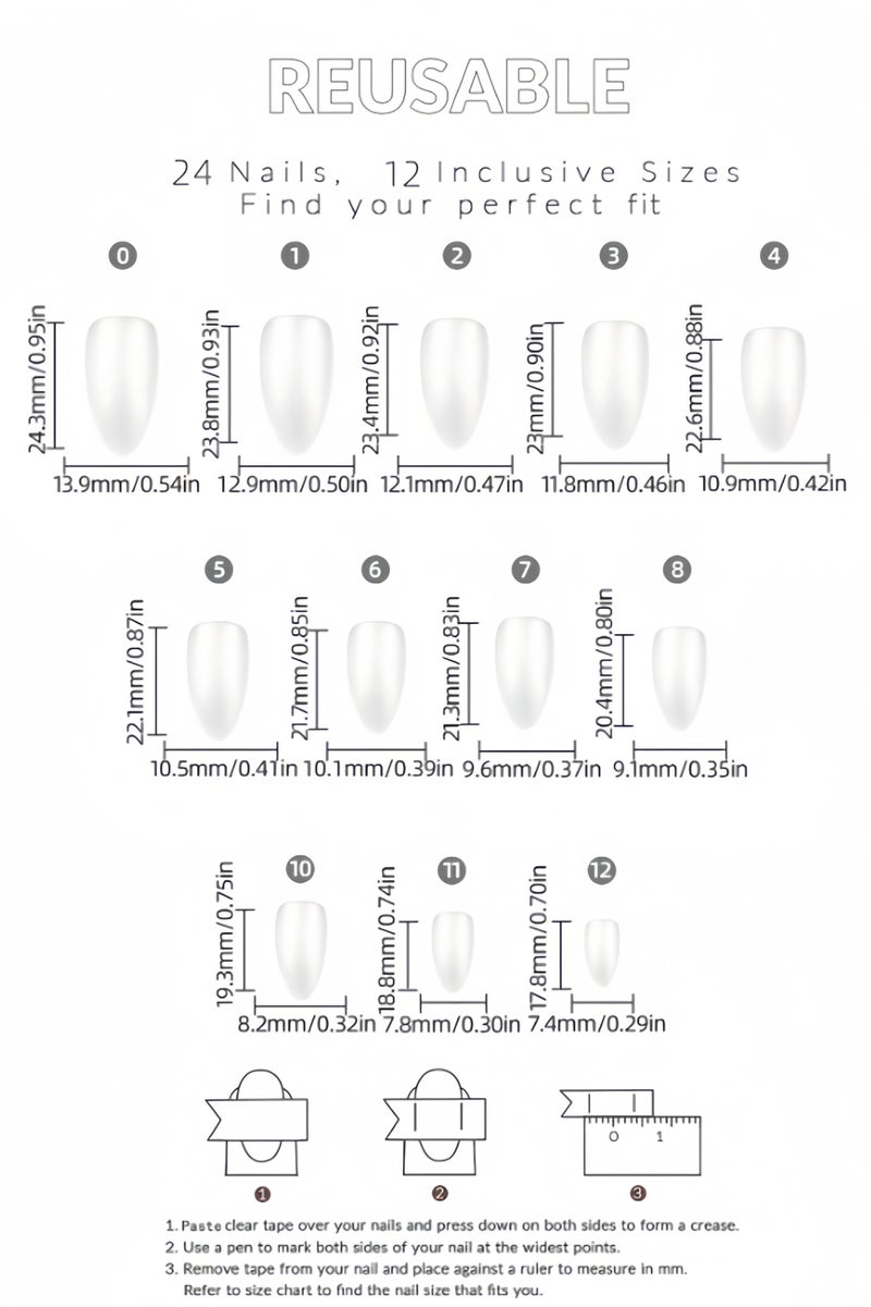 خاجول 24 قطعة أظافر تركيب بمظهر طبيعي مع لاصق ليفي ومبرد أظافر - Image 4
