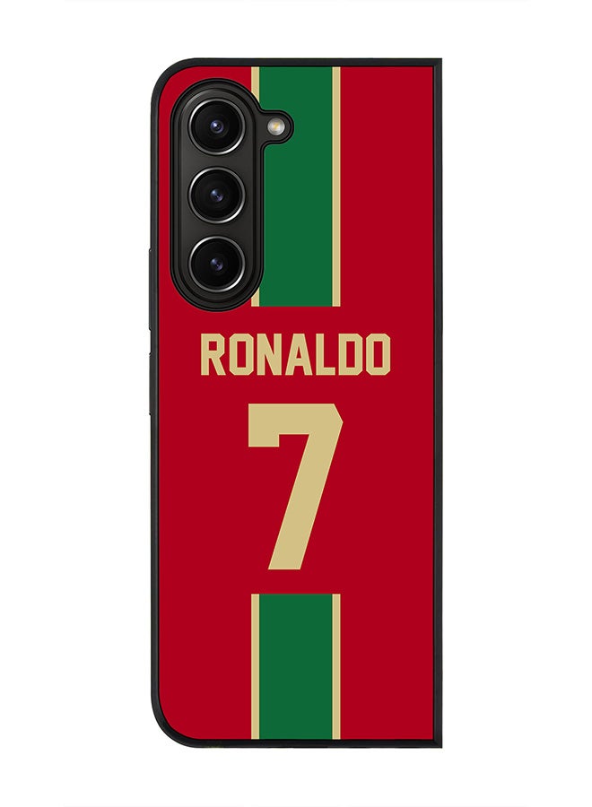 Stylizedd Rugged Black edge case for Samsung Galaxy Z Fold5, Slim fit Soft Case Flexible Rubber Edges Anti Drop TPU Gel Thin Cover -  Football Team - Portugal, Player Name - Ronaldo - Image 1