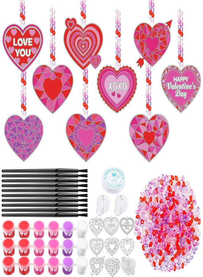 Blosssound 36 Sets Valentine's Day Suncatcher Craft Kits Heart Suncatchers Ornaments DIY Love You Window Paint Art Valentines Party Sun Catchers for Valentine Party Classroom Art Project Gift Favors - Image 1