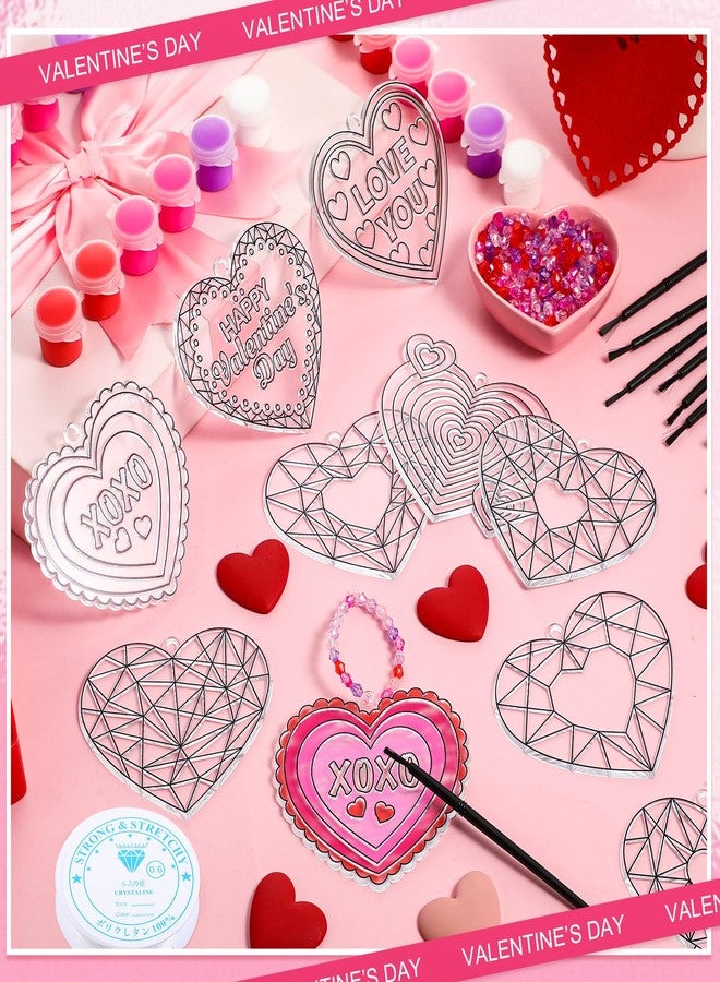 Blosssound 36 Sets Valentine's Day Suncatcher Craft Kits Heart Suncatchers Ornaments DIY Love You Window Paint Art Valentines Party Sun Catchers for Valentine Party Classroom Art Project Gift Favors - Image 4