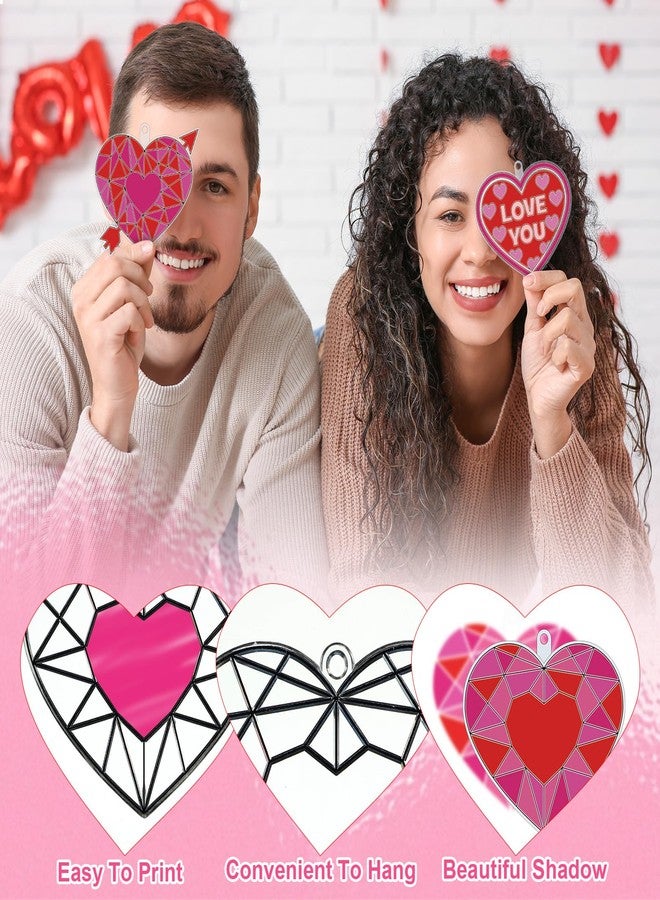 Blosssound 36 Sets Valentine's Day Suncatcher Craft Kits Heart Suncatchers Ornaments DIY Love You Window Paint Art Valentines Party Sun Catchers for Valentine Party Classroom Art Project Gift Favors - Image 5