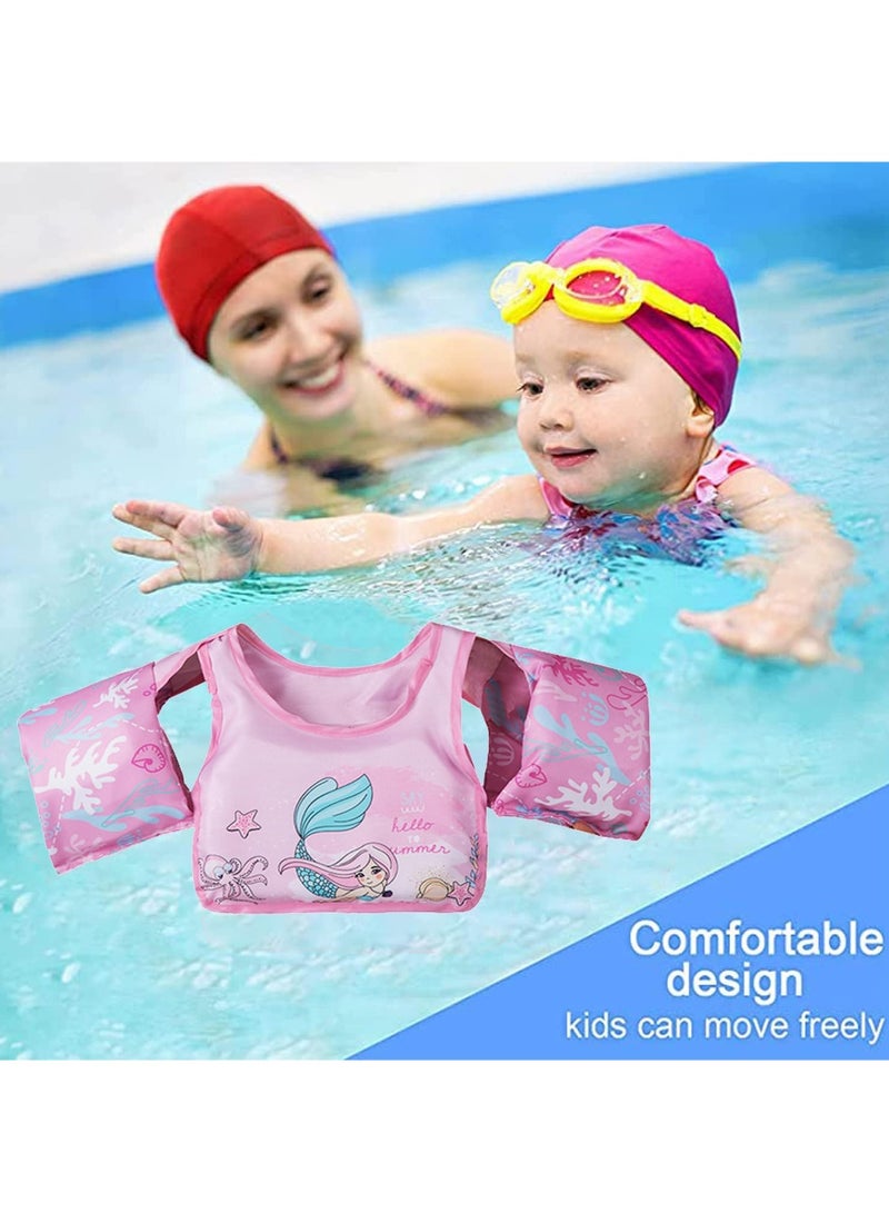 VUCATIN Toddler Swim Vest Kids Water Wings Arm Floaties for 30-50 Pounds Infant Safety Swim Aid Jumper Inflatable Swim Arm Bands Float Sleeves Swimming Armbands for Sea/Pool/Beach/Training (Mermaid) - Image 2
