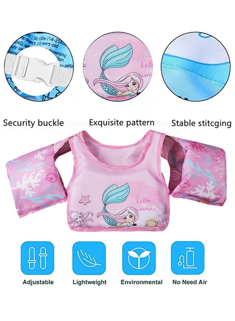 VUCATIN Toddler Swim Vest Kids Water Wings Arm Floaties for 30-50 Pounds Infant Safety Swim Aid Jumper Inflatable Swim Arm Bands Float Sleeves Swimming Armbands for Sea/Pool/Beach/Training (Mermaid) - Image 4