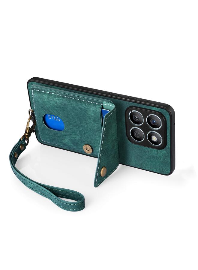 اس-توب جراب هاتف Honor X8b بتصميم محفظة بطاقات عتيقة من الجلد القابل للطي مع حزام - Image 5