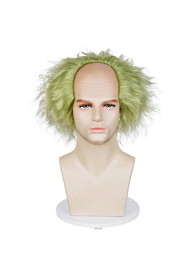 Probeauty Probeauty Green Wig for Men Women, Short Bald Wig for Adults, Unisex Fluffy Wig for Halloween Costume Cosplay  - Image 1