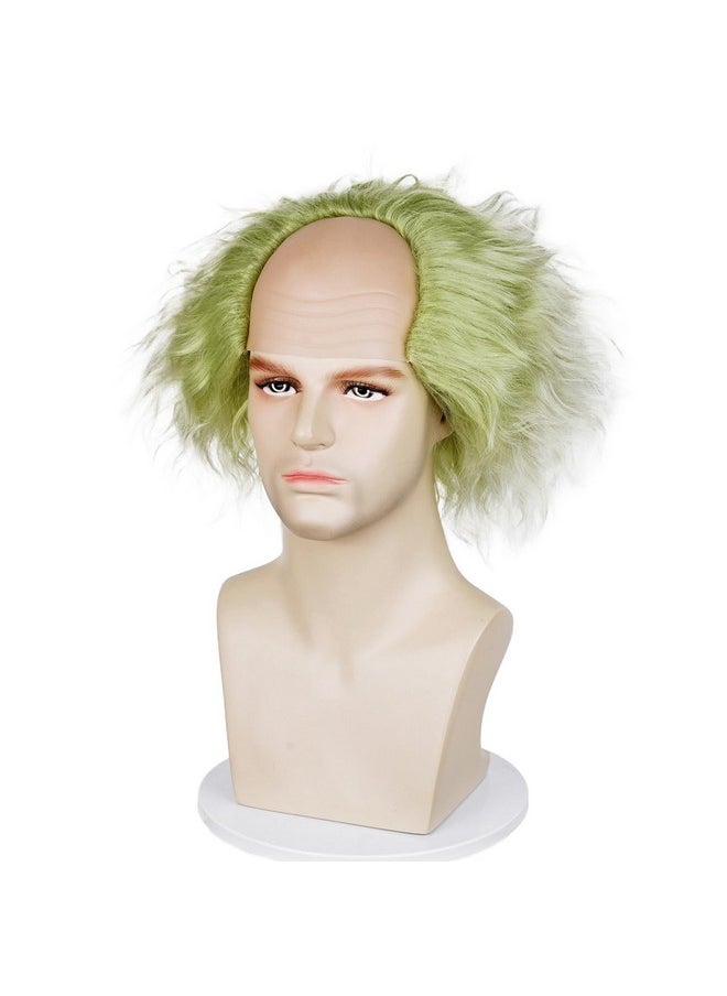 Probeauty Probeauty Green Wig for Men Women, Short Bald Wig for Adults, Unisex Fluffy Wig for Halloween Costume Cosplay  - Image 4
