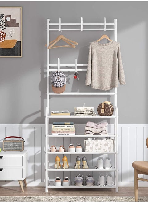 5-Tier Multipurpose Efficient Stainless Steel Coat And Shoes Rack For Home