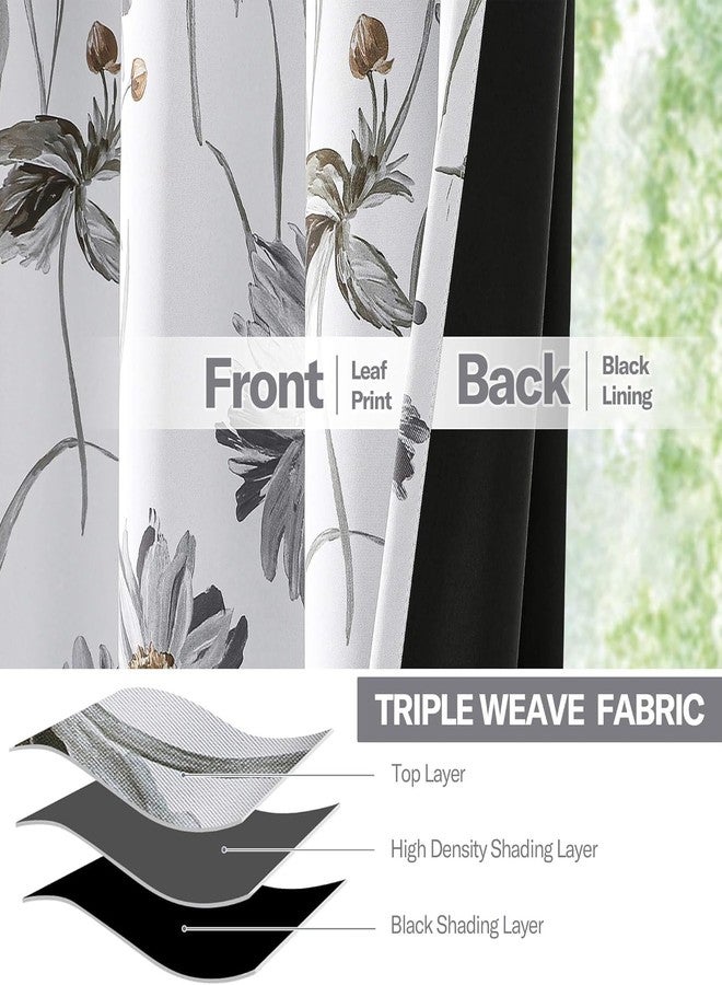 BROSHAN Grey Printed Blackout Curtains 72 inch Length for Bedroom Window 2 Panels Country Floral Thermal Insulated Curtains Grommet 100% Darkening Drapes for Living Dining Room - Image 4