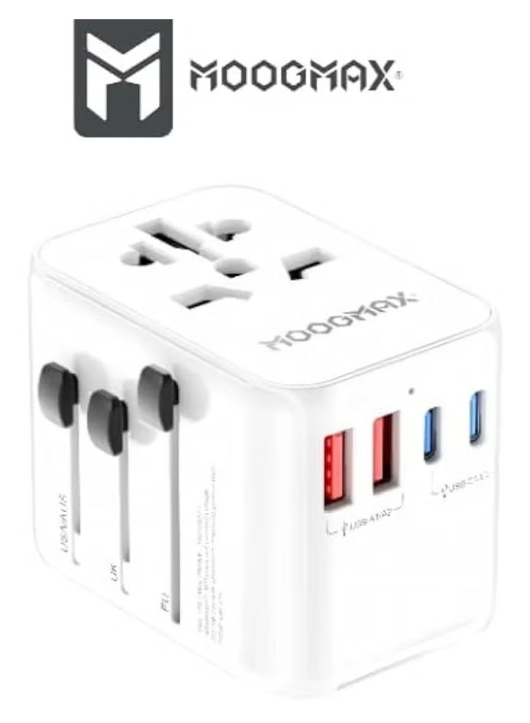 MOOG MAX Moogmax Universal Travel Adapter with Up to 100W Power Output, Worldwide Compatible International Plug Adapter with Multiple USB and Type-C Ports, Practical Travel Charger for Mobile Phones, Tablets and Smart Devices, Universal Power Plug with Press and Slide Buttons, Universal Travel Adapter, Travel Power Adapter, International Plug Adapter, 100W Travel Charger, Moogmax Adapter, Universal Plug Adapter, Travel Charger Head, Universal Socket Adapter, USB Travel Charger, Type-C Travel Charger, Mobile Phone Power Adapter, iPhone Travel Adapter, Samsung Travel Adapter, Tablet Travel Adapter, Multi-Port Charger, Universal Power Adapter, Travel Accessories, International Travel Plug, USB Port Adapter, Practical Travel Adapter. - Image 2