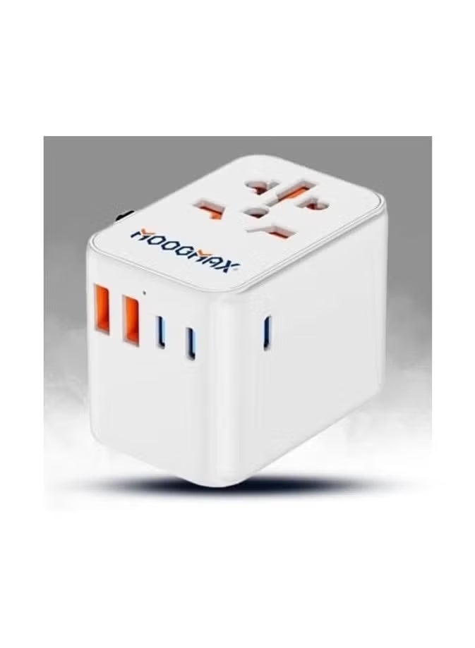 MOOG MAX Moogmax Universal Travel Adapter with Up to 100W Power Output, Worldwide Compatible International Plug Adapter with Multiple USB and Type-C Ports, Practical Travel Charger for Mobile Phones, Tablets and Smart Devices, Universal Power Plug with Press and Slide Buttons, Universal Travel Adapter, Travel Power Adapter, International Plug Adapter, 100W Travel Charger, Moogmax Adapter, Universal Plug Adapter, Travel Charger Head, Universal Socket Adapter, USB Travel Charger, Type-C Travel Charger, Mobile Phone Power Adapter, iPhone Travel Adapter, Samsung Travel Adapter, Tablet Travel Adapter, Multi-Port Charger, Universal Power Adapter, Travel Accessories, International Travel Plug, USB Port Adapter, Practical Travel Adapter. - Image 3