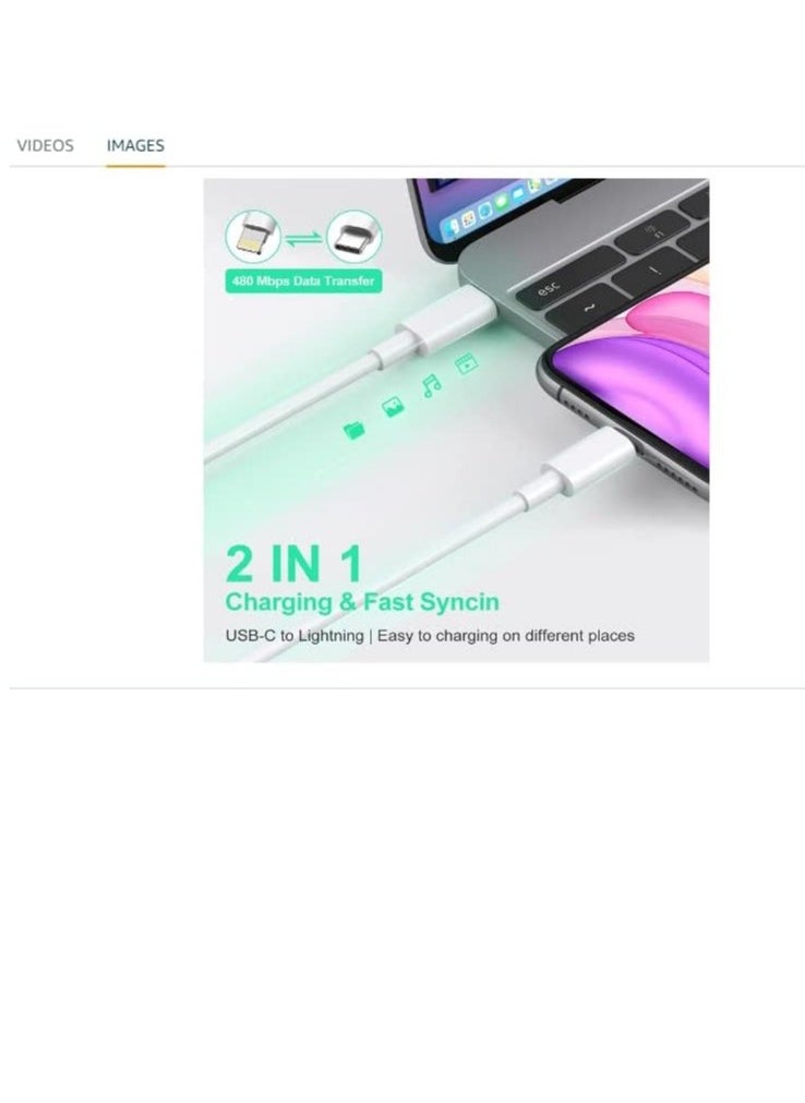 ELTRAZONE USB C to 8pin Cable Compatible with iPhone 13 Pro Max/12/11 Pro/X/XS/XR/8 Plus/AirPods Pro, Supports Power Delivery, 2M, White  - Image 3