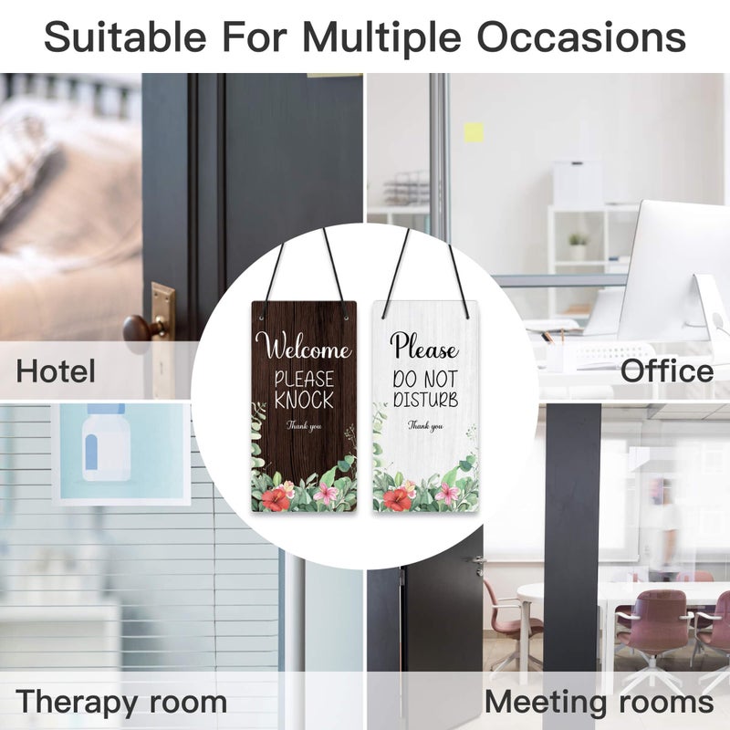 Putuo Decor علامة Putuo Decor Sesson قيد التقدم، يرجى عدم الإزعاج، لوحة شماعات الباب، Welocme يرجى النقر، علامة 10x5 بوصة PVC مزدوجة الجوانب لعيادة مكتب الفندق - Image 5