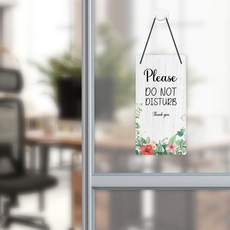 Putuo Decor علامة Putuo Decor Sesson قيد التقدم، يرجى عدم الإزعاج، لوحة شماعات الباب، Welocme يرجى النقر، علامة 10x5 بوصة PVC مزدوجة الجوانب لعيادة مكتب الفندق - Image 4