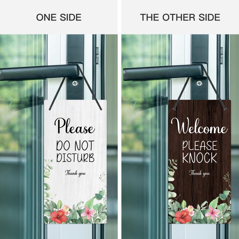 Putuo Decor علامة Putuo Decor Sesson قيد التقدم، يرجى عدم الإزعاج، لوحة شماعات الباب، Welocme يرجى النقر، علامة 10x5 بوصة PVC مزدوجة الجوانب لعيادة مكتب الفندق - Image 3