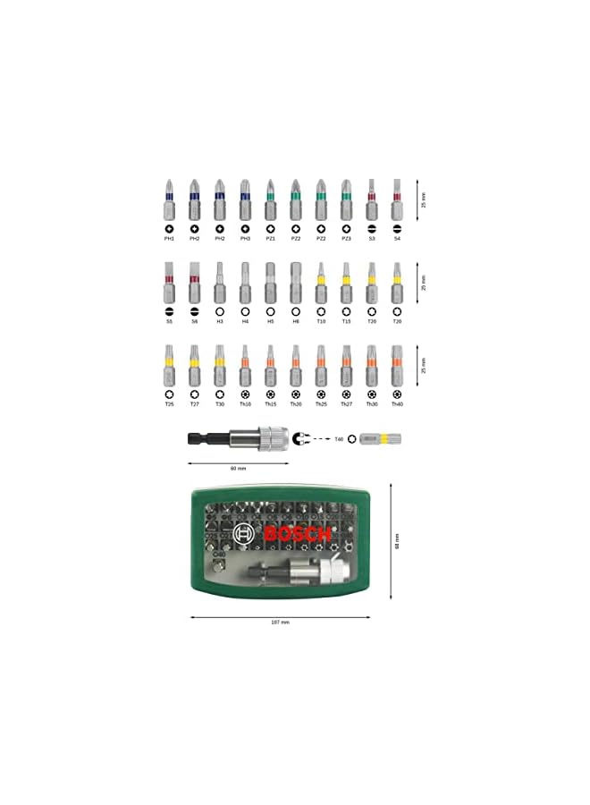 BOSCH Standard Screwdriver Bit Mixed Set 32 Pcs With Colour Coding - Image 3