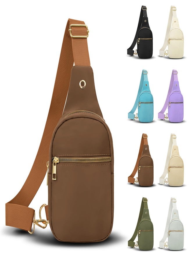 VOROLO Large Sling Bag, Crossbody Bag for Women and Men with Adjustable Strap - Trendy Brown - Image 1