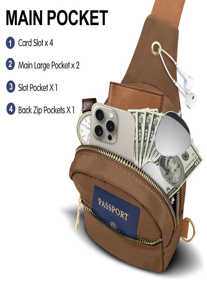VOROLO Large Sling Bag, Crossbody Bag for Women and Men with Adjustable Strap - Trendy Brown - Image 4
