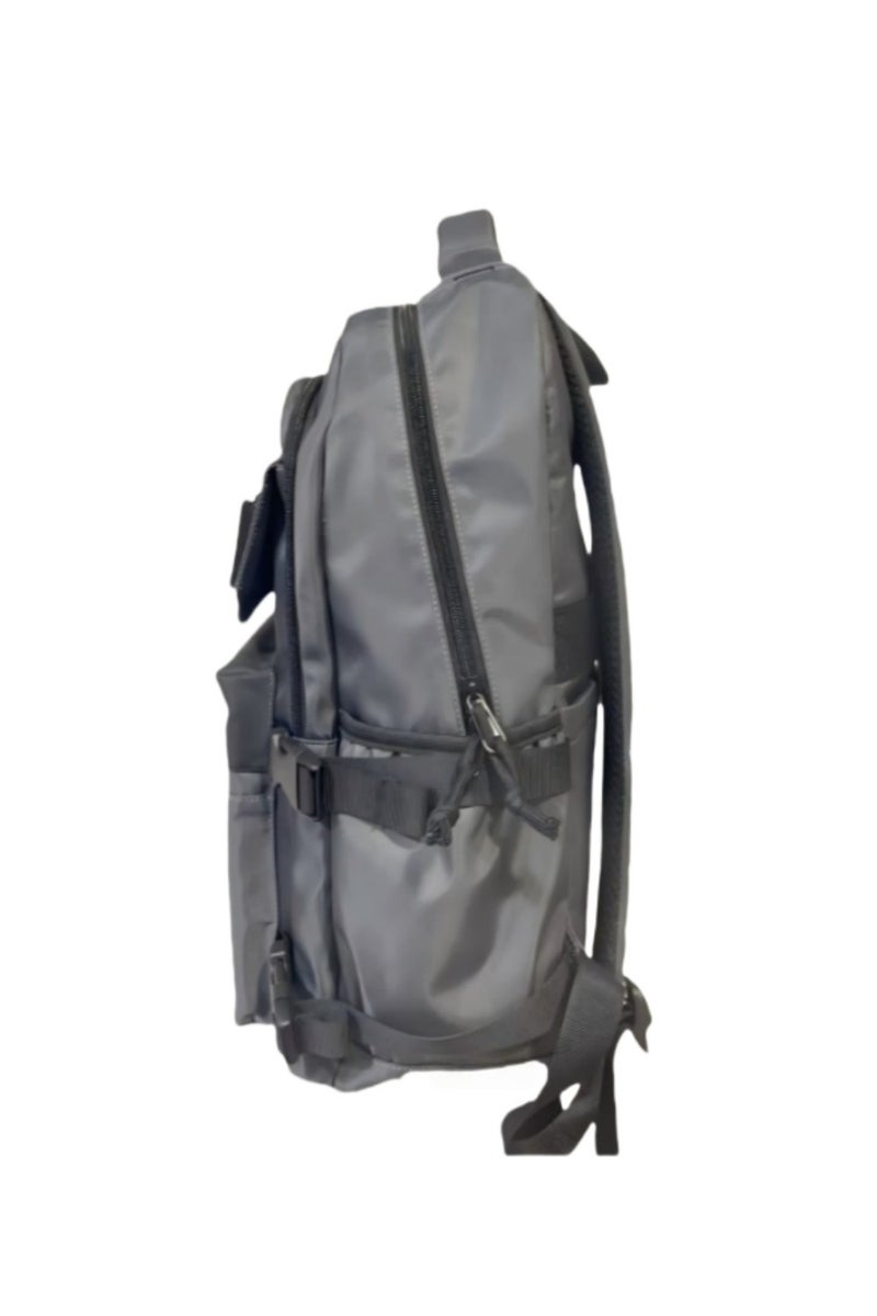 حقيبة ظهر عصرية للكمبيوتر المحمول باللون الرمادي الداكن، حقيبة ظهر للطلاب ذات طابع جمالي بسيط، حقيبة ظهر بحزام كتف قابل للتعديل، حقيبة ظهر خفيفة الوزن، حقيبة ظهر للطلاب. - Image 5