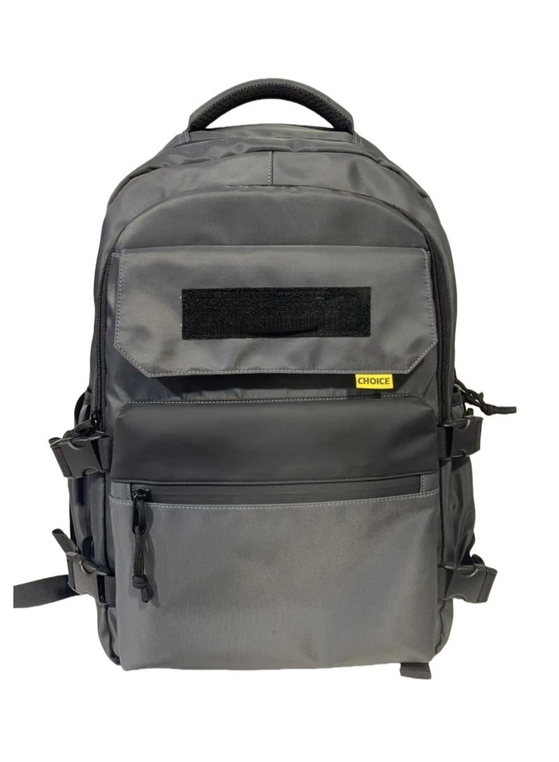 حقيبة ظهر عصرية للكمبيوتر المحمول باللون الرمادي الداكن، حقيبة ظهر للطلاب ذات طابع جمالي بسيط، حقيبة ظهر بحزام كتف قابل للتعديل، حقيبة ظهر خفيفة الوزن، حقيبة ظهر للطلاب. - Image 3