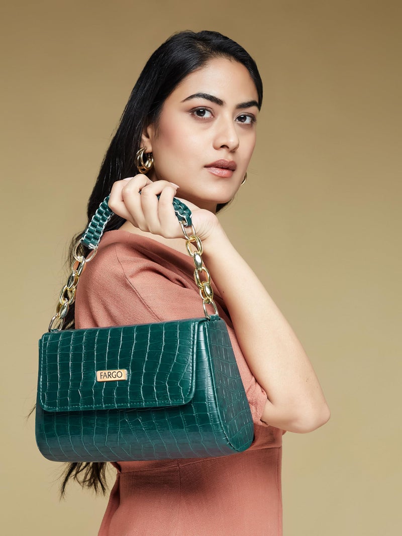 Fargo PU Women's Sling Bag Handbag For Women (Green) - Image 2