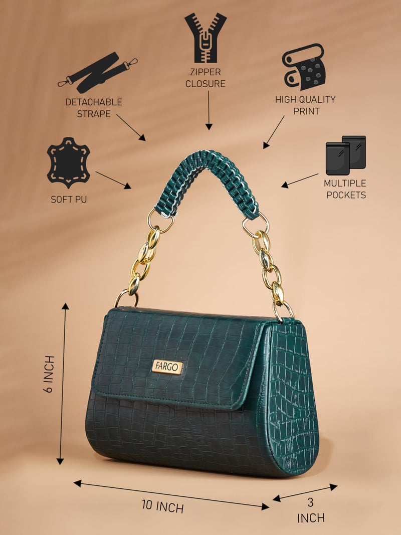 Fargo PU Women's Sling Bag Handbag For Women (Green) - Image 4