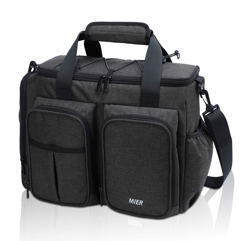 MIER Lunch Box for Men Heavy Duty 20 Cans Large Insulated Lunch Bag Leakproof Soft Cooler Bags with Multiple Pockets for Adult Women Work Dark Gray Medium